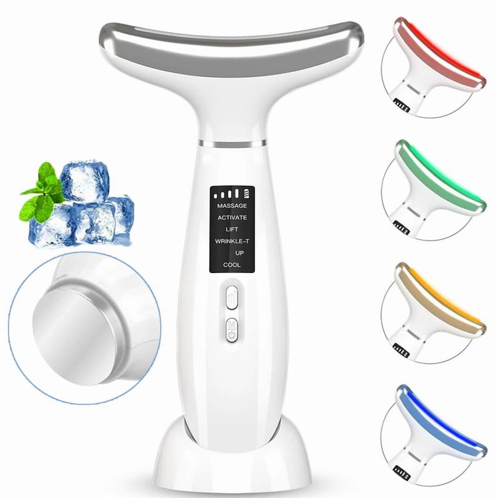 Facial Neck Beauty Device, Skin Care Massager, LED Light Therapy Face Sculpting Tool, Multifunctional Rollers for Women