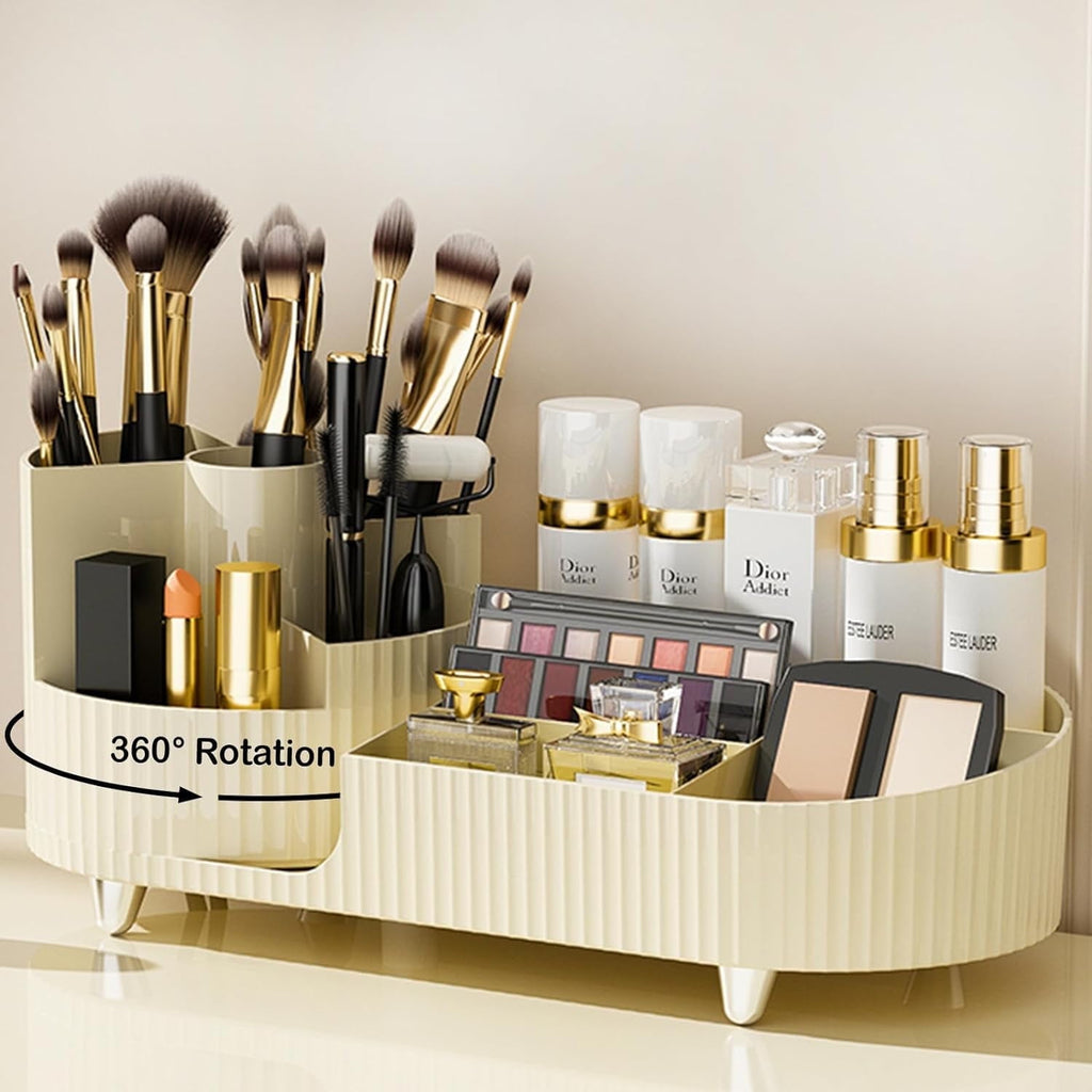 Makeup Organizer, Dresser Rotating Cosmetic Organizer with Brush, Holder for Perfume Jewelry Lipstick Makeup Skin Car...