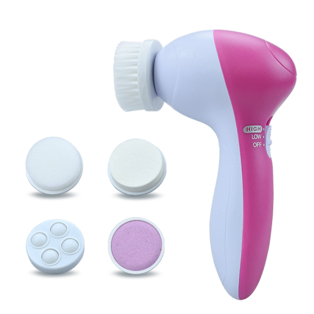 5 In 1 Electric Face Brush Facial Cleansing Brush Face Washing Device Handheld Facial Cleaner Battery Powered Makeup ...