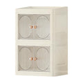 Grey Foldable Double Door Skincare Storage Cabinet Desktop Double Layer Organizer No Assembly Required Storage Cabine...