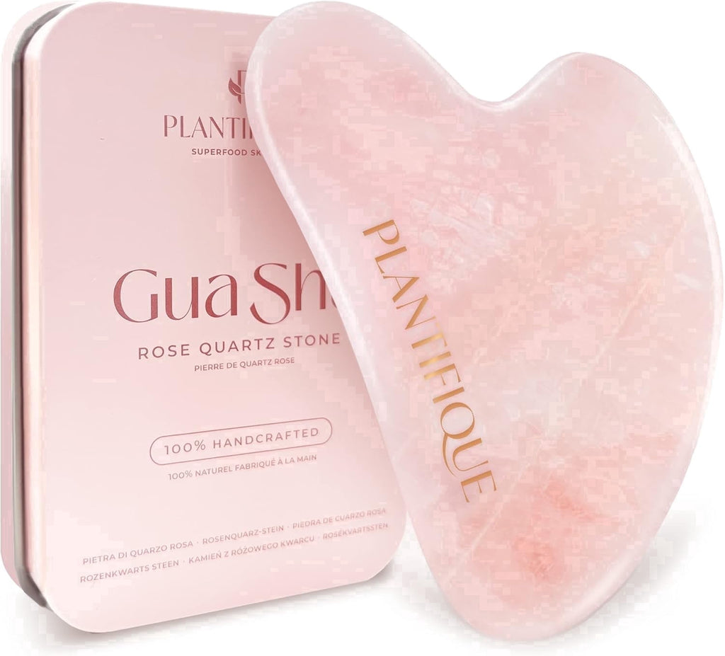 Rose Quartz Gua Sha, Anti-Aging Face Massager & Jawline Shaper