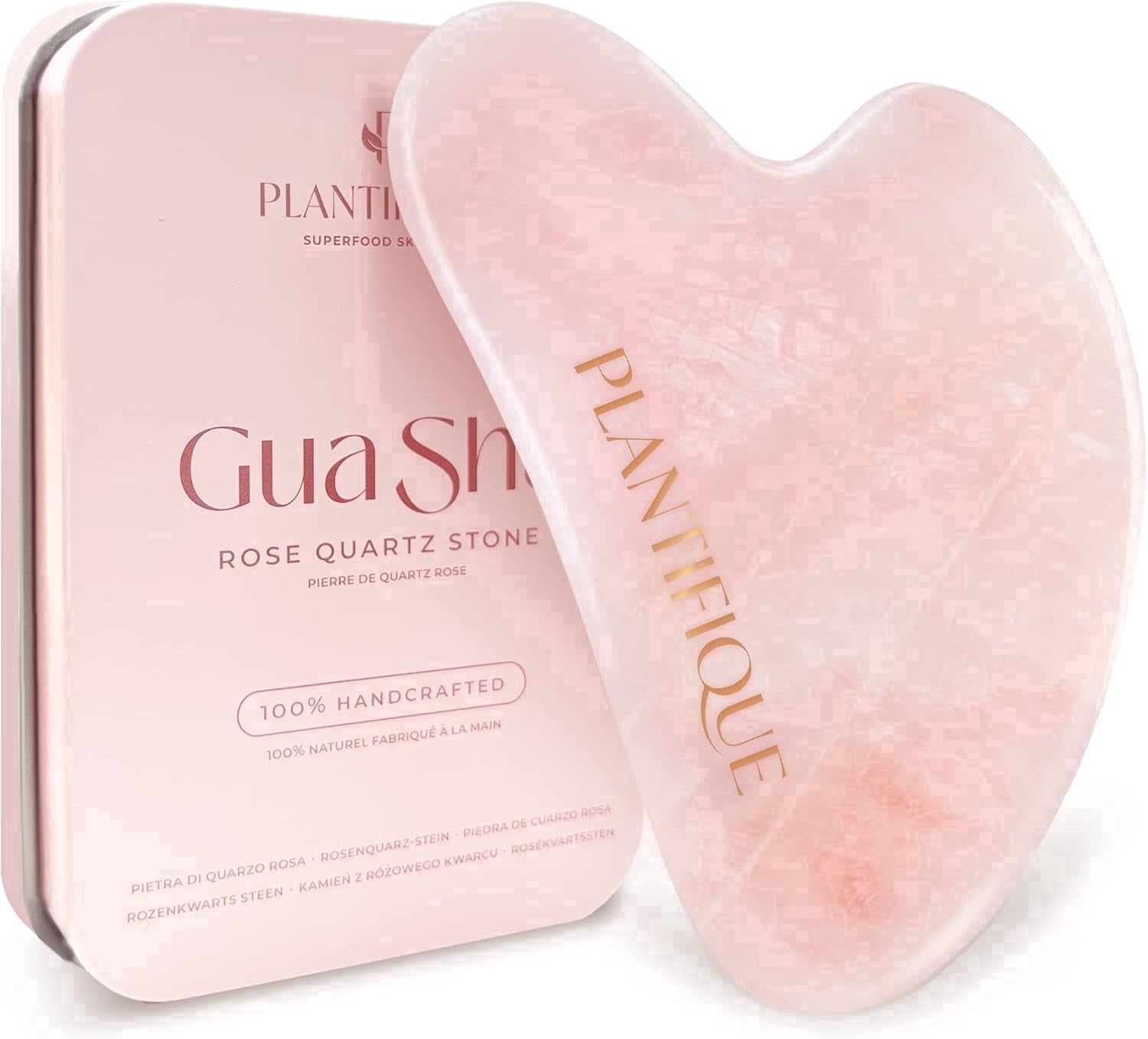 Rose Quartz Gua Sha, Anti-Aging Face Massager & Jawline Shaper
