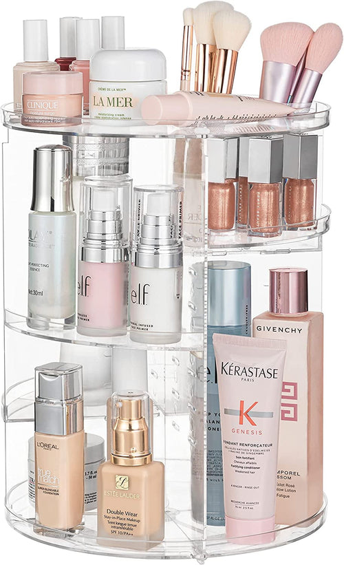 360 Rotating Makeup Organizer Adjustable Carousel Large Capacity Revolving Perfume Organizer Skincare Organizers Cosm...