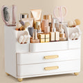 HBlife Makeup Organizer for Vanity with Brush Holder, Large Bathroom Countertop Cosmetic Organizer, All White