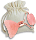 Gua Sha Glow Roller, Facial and Neck Massage Tool Rose Quartz Facial Roller Massager for Face and Eye, Face Sculpting...