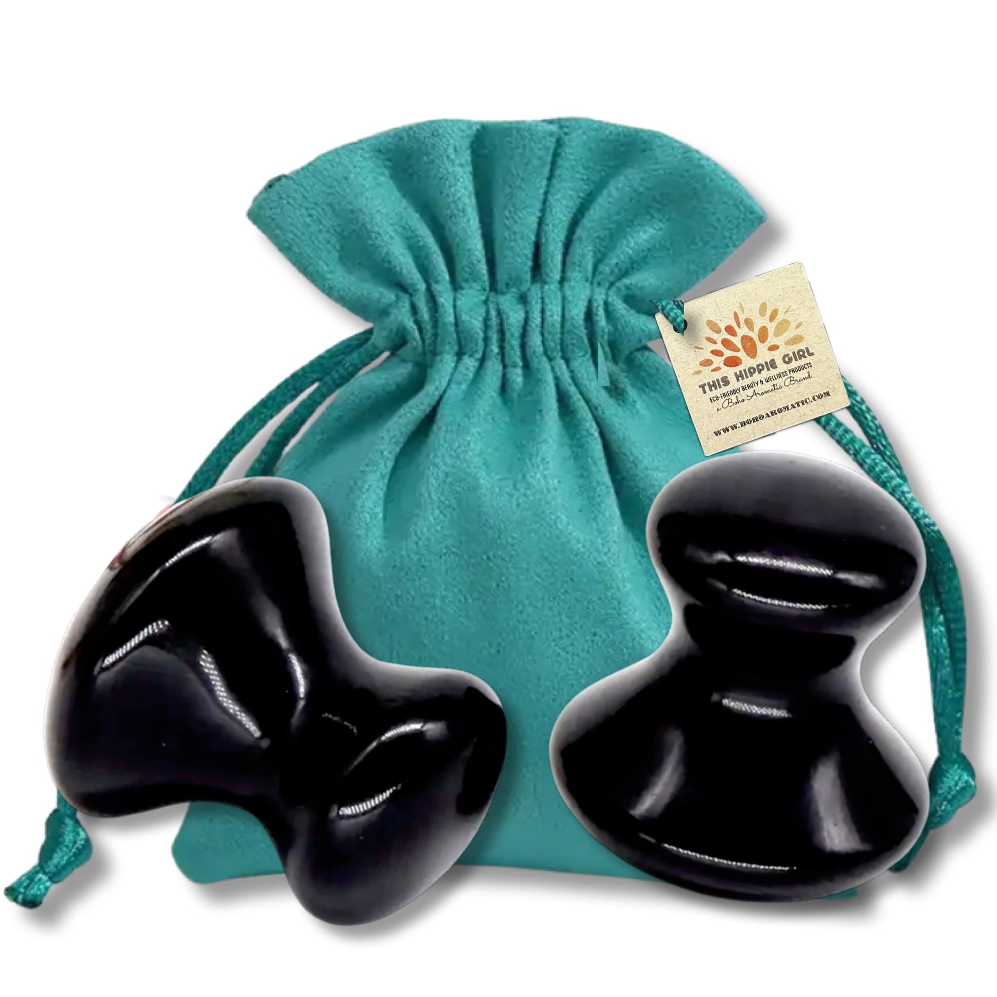 Gua Sha Mushroom Set, Jaw Sculpting Tools, Obsidian Stone Facial Toning and Yoga Sculpt Massage Tool, 2 Gua Sha Mushr...