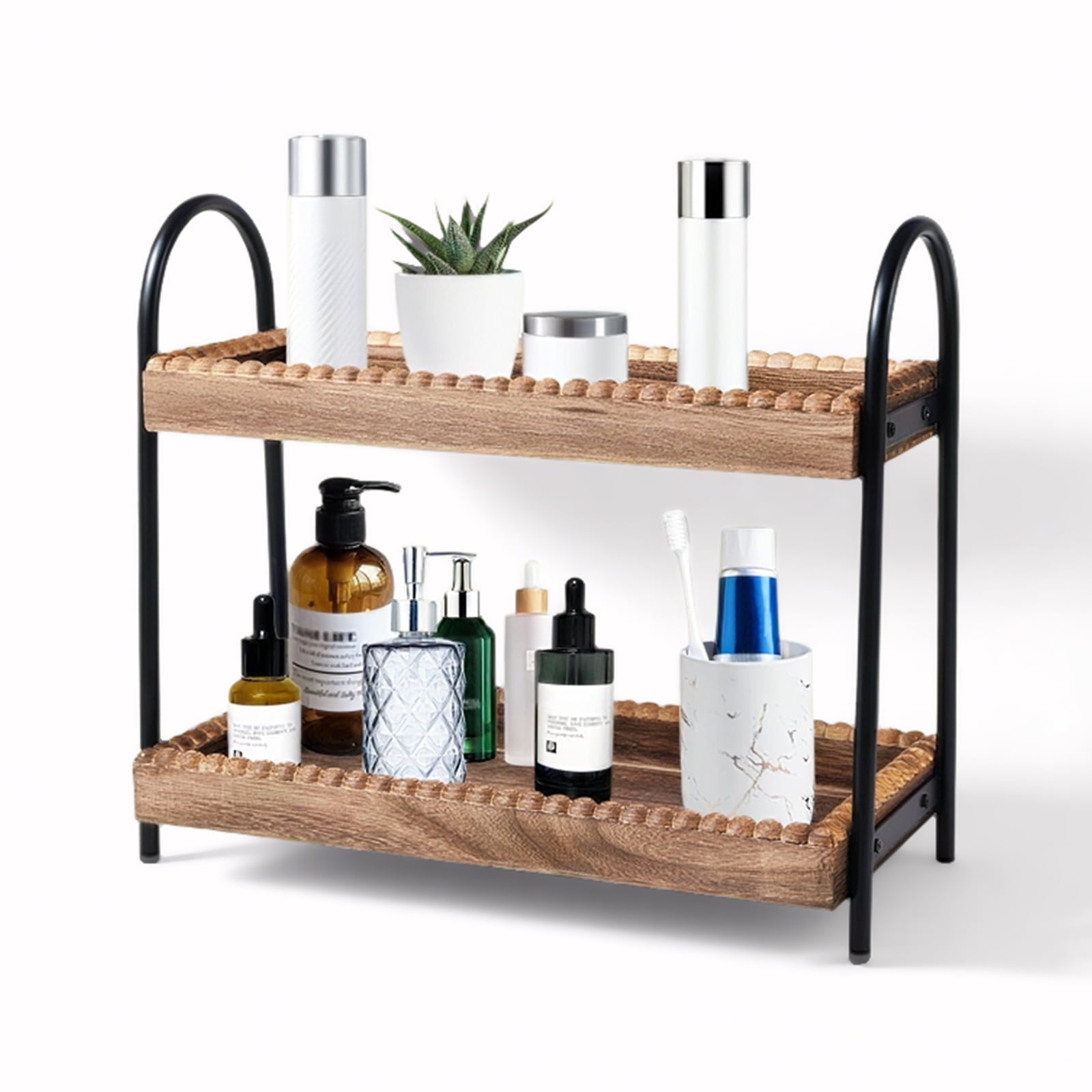 2-Tier Bathroom Counter Organizer, Wood Makeup Organizers for Vanity,Storage for Cosmetic, Skincare, Perfume
