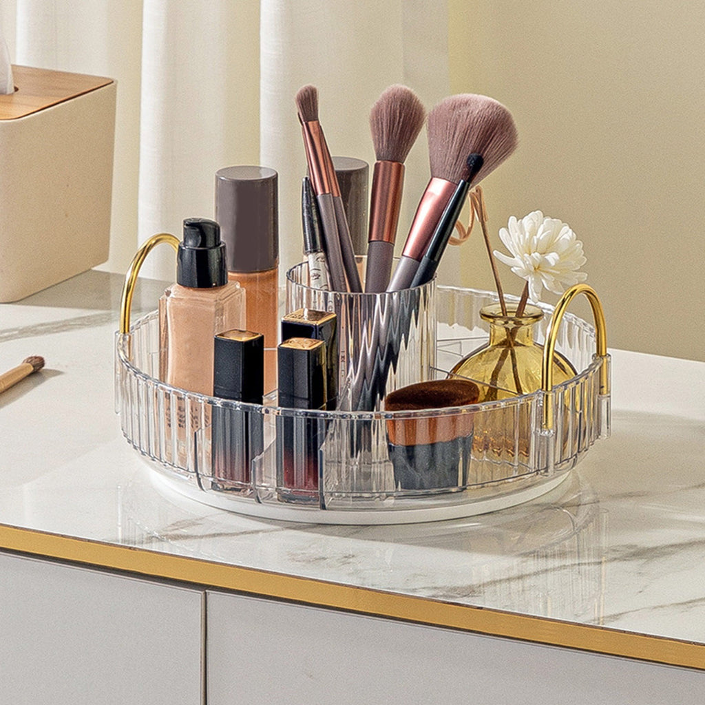 Makeup Organizer for Bedroom Countertop Rotating Vanity Organizer Tray Plastic Comestic Skincare Organizers for Bathr...