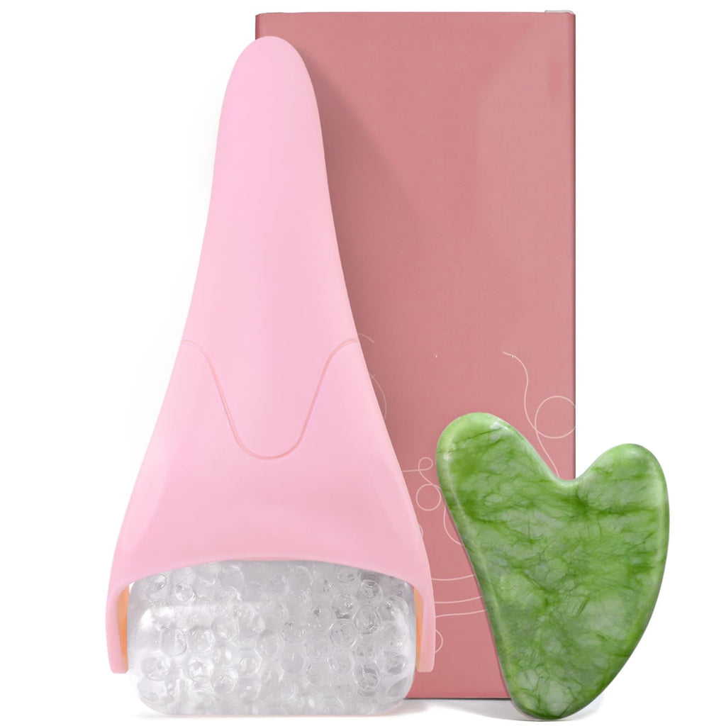 Ice Roller for Face and Gua Sha Facial Tool Set, Ice Face Roller Reduces Puffiness Relieves Migraines Skin Care Tools...