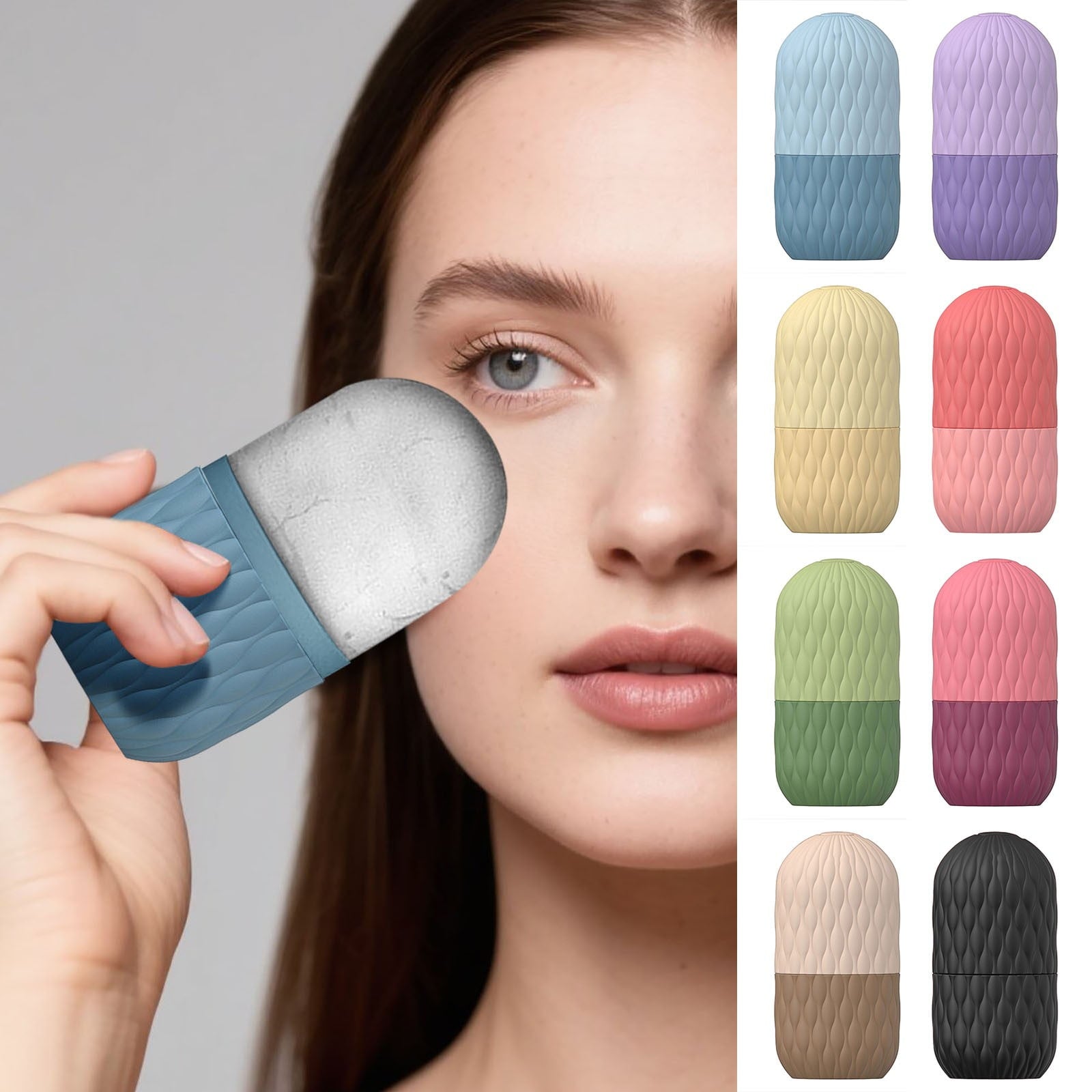 Ice Roller For Face - Eye Puffiness and Facial Ice Roller，Reusable Silicone Roller Durable Ice Facial Beauty Roller Face Massager For Skin C