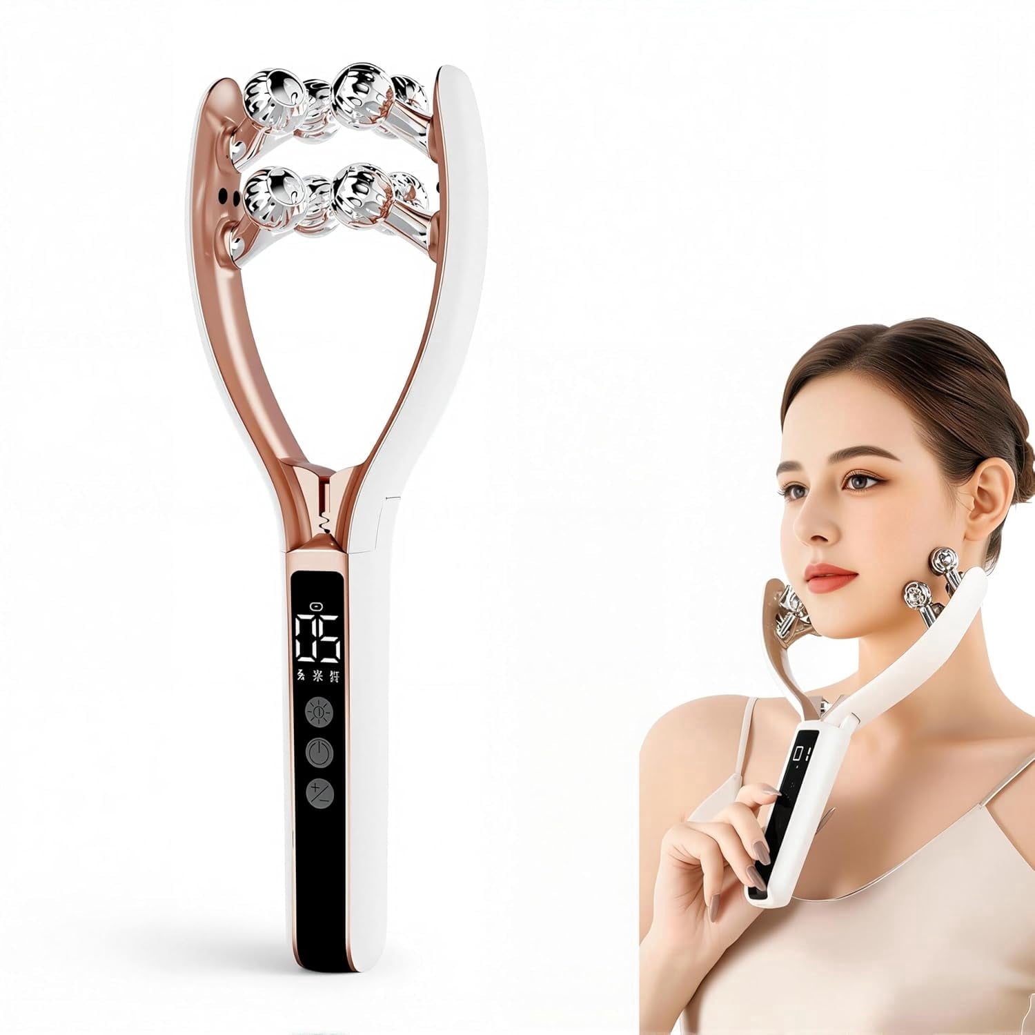 Wireless Facial Massager,Facial Massager Face and Neck,6 Modes&2 Functions,Face Roller Lymphatic Drainage,Portable Re...
