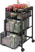Heavy Duty Metal Rolling Makeup Cart Organizer with 3 Drawers, Premium Skincare Storage Utility Cart with DIY Divider...