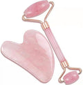 Jade Roller & Gua Sha, Facial Beauty Roller sets, Rose Quartz Massager for Face, Eyes, Neck, Relieve Fine Lines,Wrink...