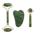 Jade Roller and Gua Sha Set of 3,3 in 1 Face Ice Jade Roller and Gua Sha Tool, Natural Jade Anti-Wrinkle Face Eye Neck Massager Tool, Reduce