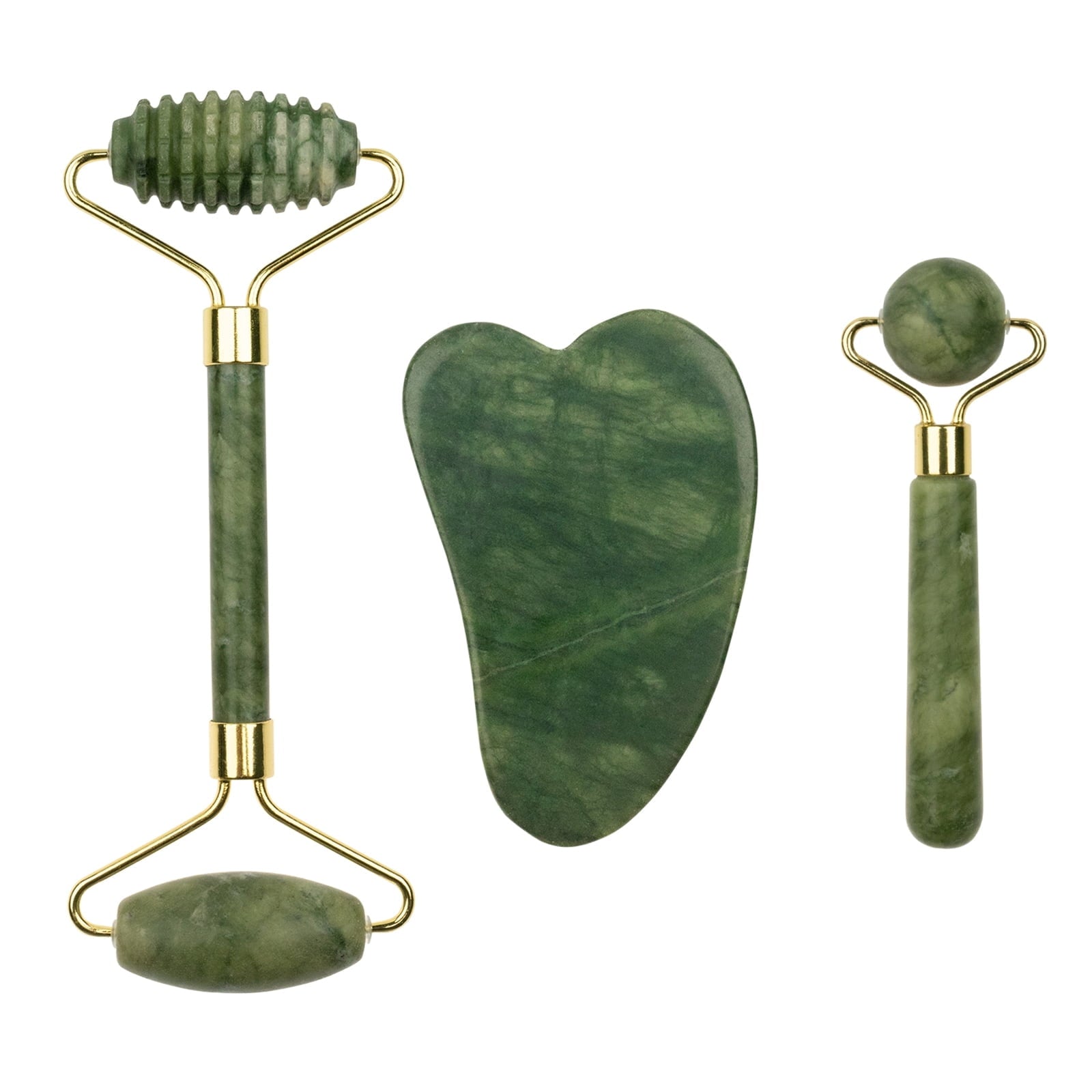 Jade Roller and Gua Sha Set of 3,3 in 1 Face Ice Jade Roller and Gua Sha Tool, Natural Jade Anti-Wrinkle Face Eye Neck Massager Tool, Reduce