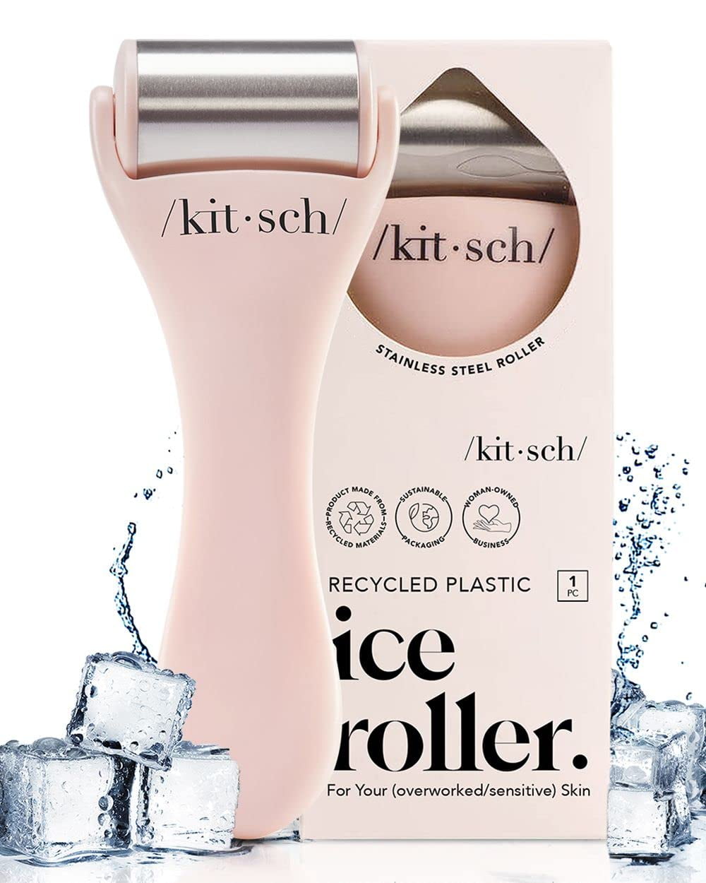 Stainless Steel Facial Ice Roller, Self Care Essentials, Face Roller for Home Use (Pink)