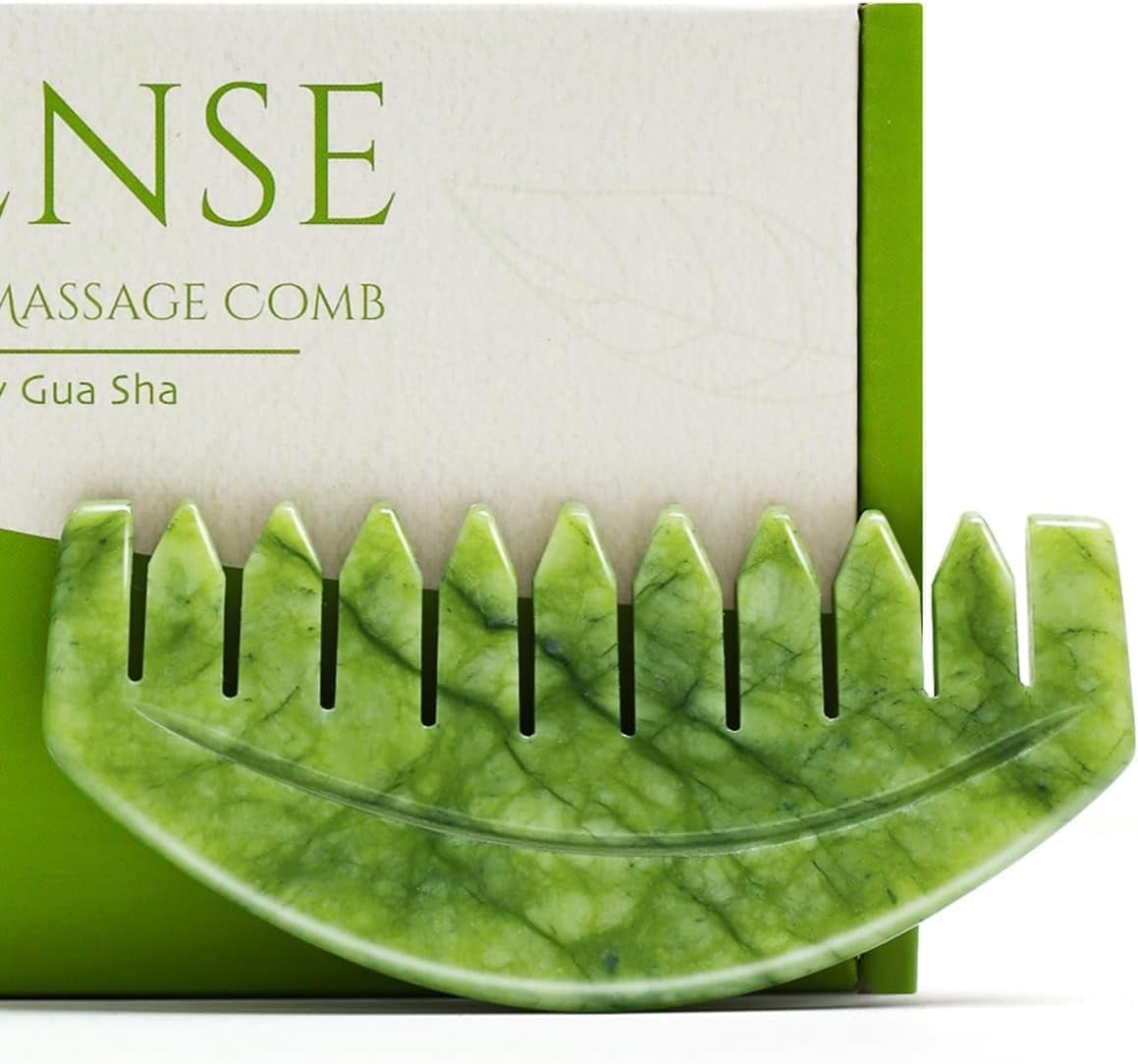 Gua Sha Comb, Natural Jade Stone, Hair Scalp Massage Comb for Head Care Relaxing, Facial GuaSha Massage Tool