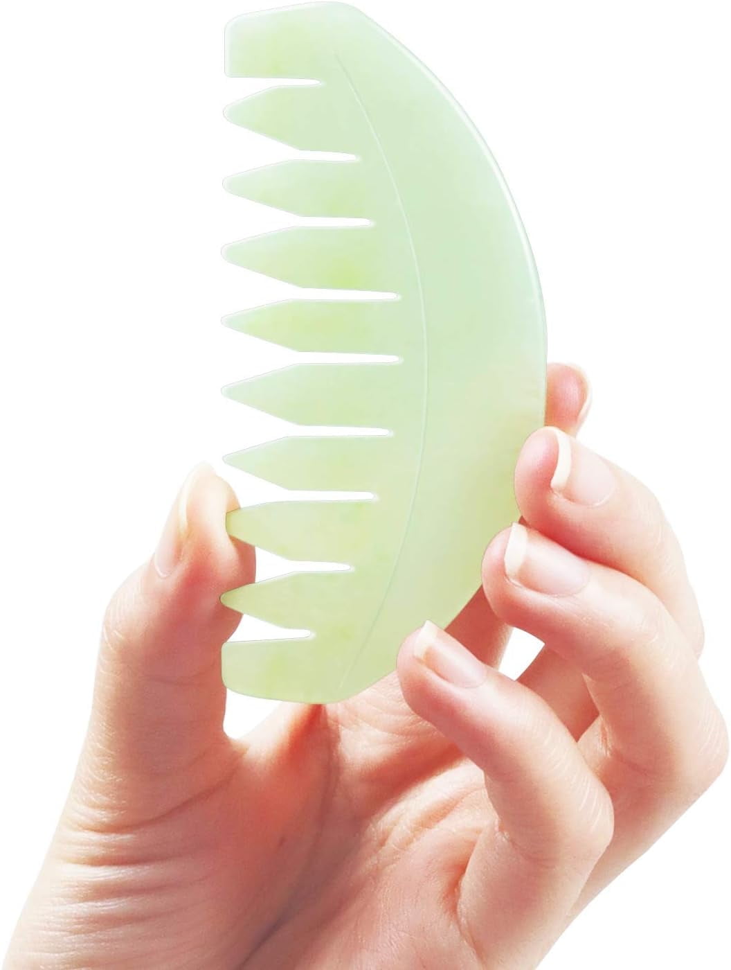 Gua Sha Comb, Natural Jade Stone, Hair Scalp Massage Comb for Head Care Relaxing, Facial and Body GuaSha Massage Tool