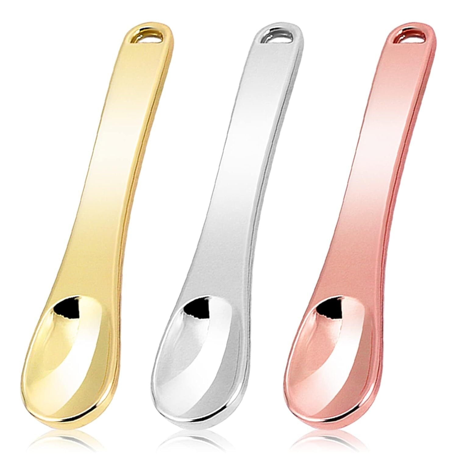 LQQBOX 3 Pcs Mini Metal Makeup Spatula Skin Care Cosmetic Spoon Reusable Applicator, Beauty Scoop for Facial Cosmetic for Face Mask Cream Lo