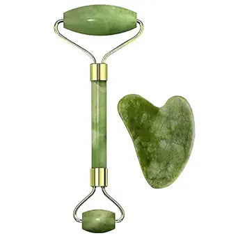 Facial Massager Jade Roller & Gua Sha Tool Natural Himalayan Stone for Face Neck Healing Skin Wrinkles & Serum Applic...