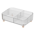 4-Compartment Makeup Organizer Tray, Bathroom Vanity Dresser Tray for Perfume Cosmetics, Clear Plastic Cosmetic Count...