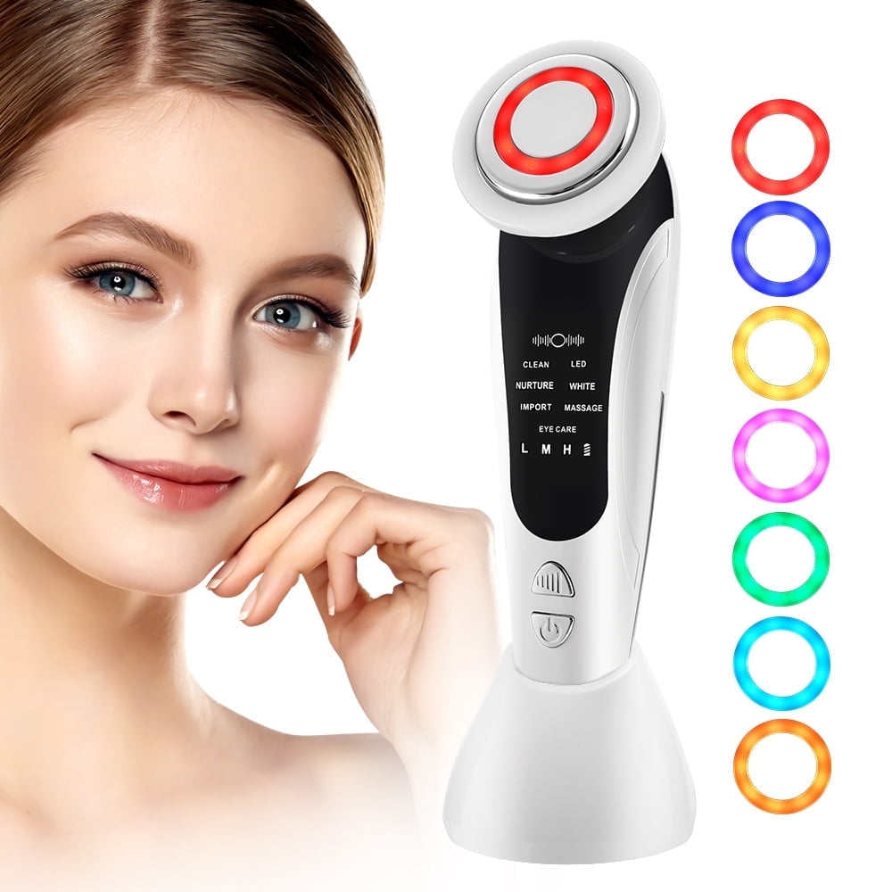 Led Light Beauty Device, Facial Massager Beauty Tool, Electric Face Lifting Skin Tool with 7 Colors Modes, 15min Auto...