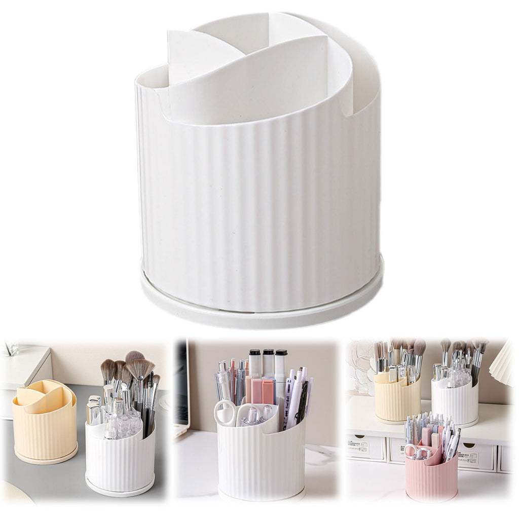 Makeup Brush Holder, 5 Slots 360° Rotating Makeup Brush Organizer, Makeup Organizer Pen Holder for Desk, Cosmetics Sk...