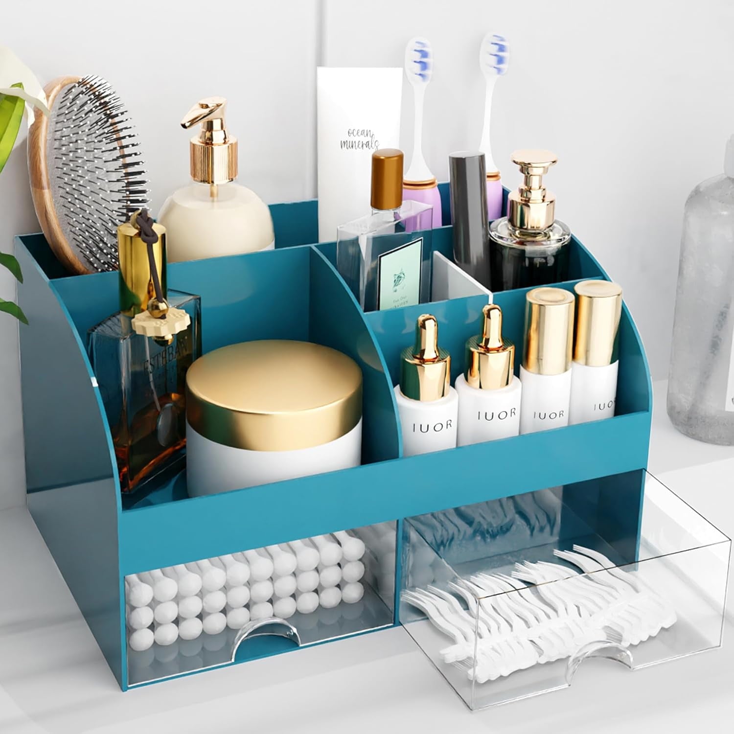 Makeup Organizer with Drawers, Cosmetic Storage for Dresser Vanity and Bathroom Countertop, Beauty Holder for Lipstic...