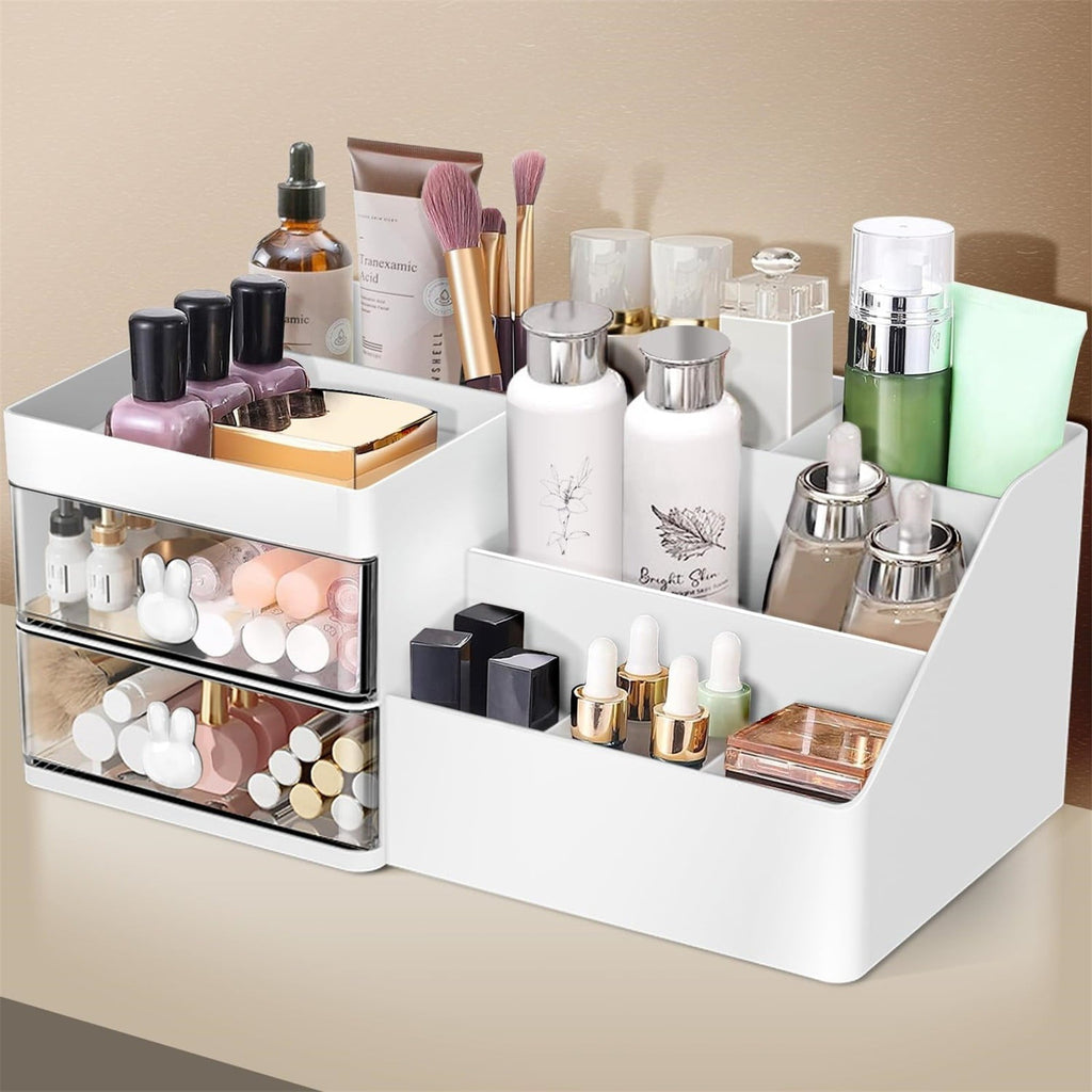 Makeup Organizer, Skin Care Organizers and Storage Box with Drawers for Vanity, Bathroom Countertop Holder for Lipsti...