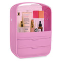 Plastic Skincare and Makeup Organizer with 3 Compartments, Pink
