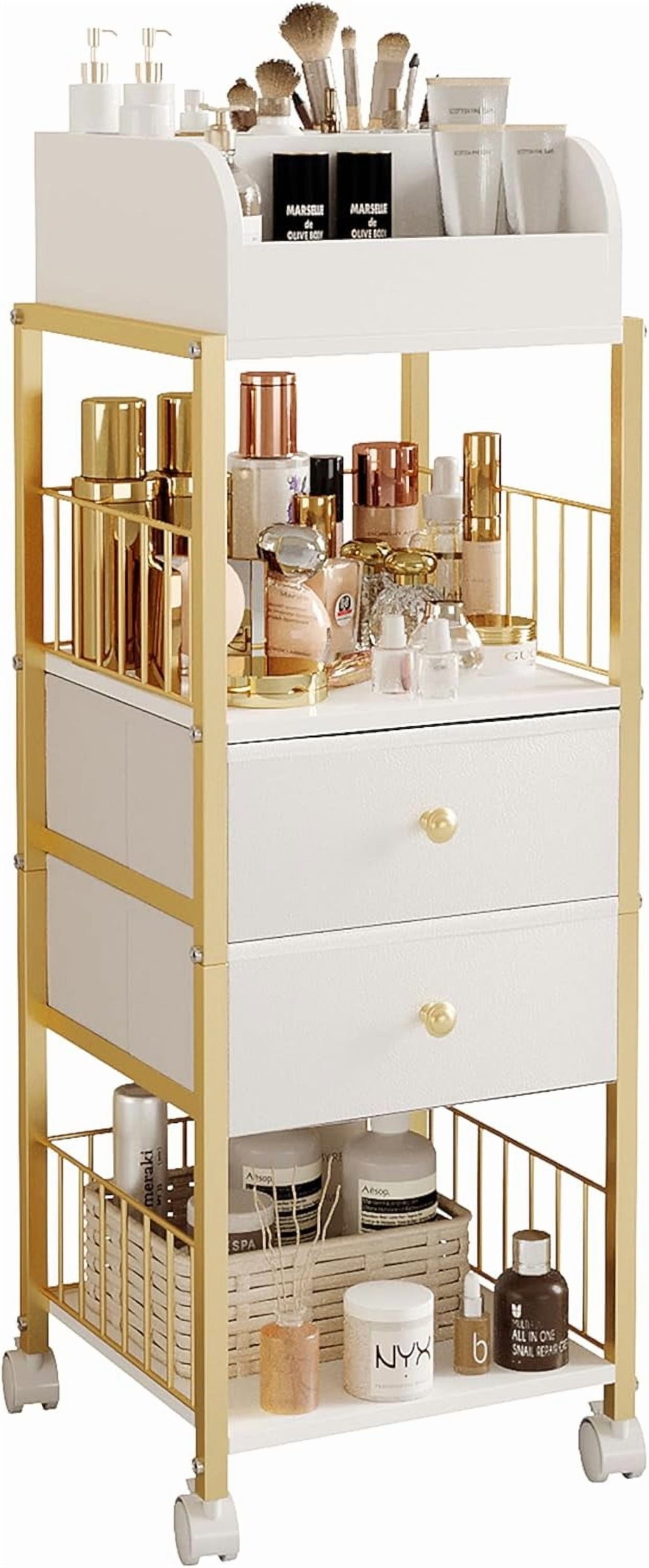 Makeup Organizer Storage Cart, Large Skincare organizers, Makeup Stand with Drawers, Makeup Vanity Organizer Cosmetic...