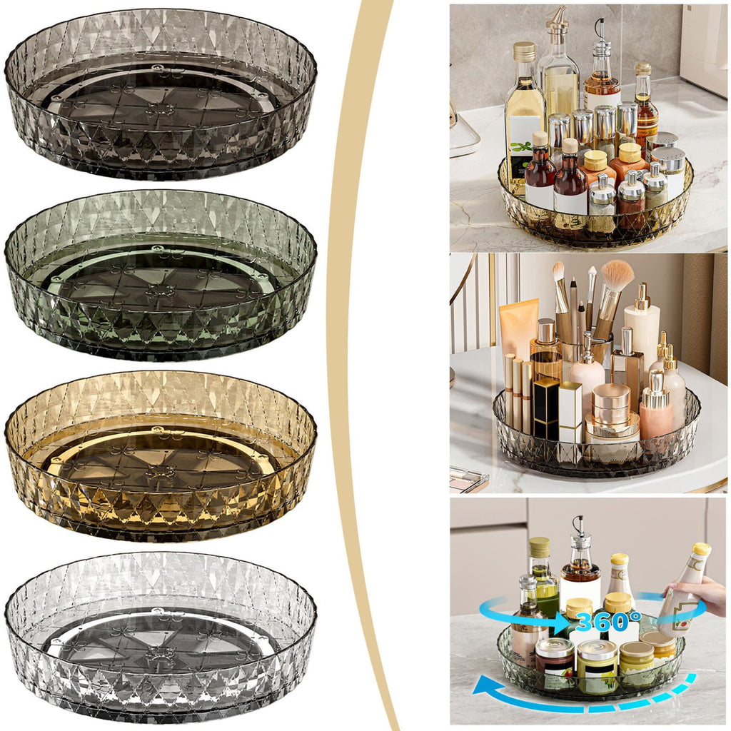 Makeup Perfume Organizer Tray 360°Rotating Lazy Susan,Spinning Organizer And Skincare & Cosmetics Storage With Large ...