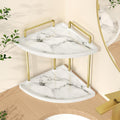 Marble Pattern Bathroom Corner Countertop Organizer, 2-Tier Ceramic Corner Counter Shelf, Vanity Skincare Perfume Org...