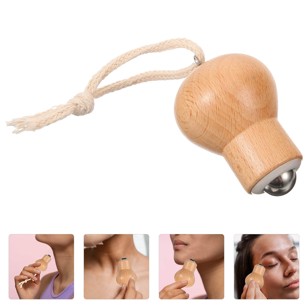Face Roller Skin Care Tool Khaki Beech Wood 1Pcs