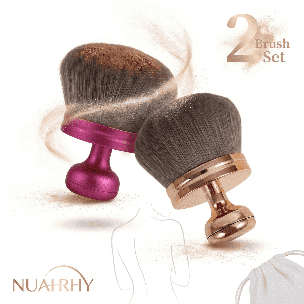 2pcs Tan Back Applicator Set Multipurpose Portable Large Body Makeup Brush Professional Oval Face Leg for Beginner Pu...