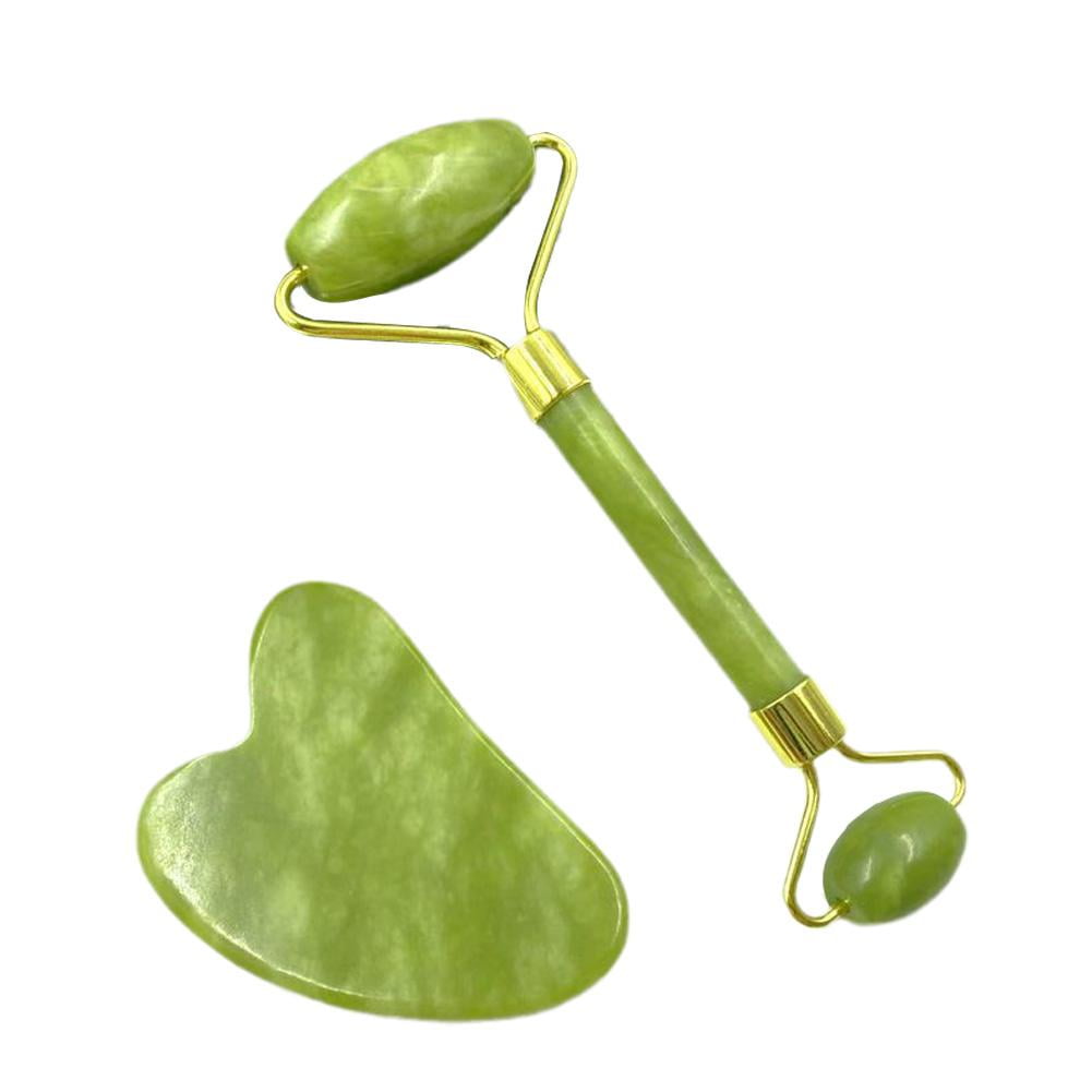 Natural Jade Face And Body Roller Massager Set With Scraper Smooth Skin Care Tool
