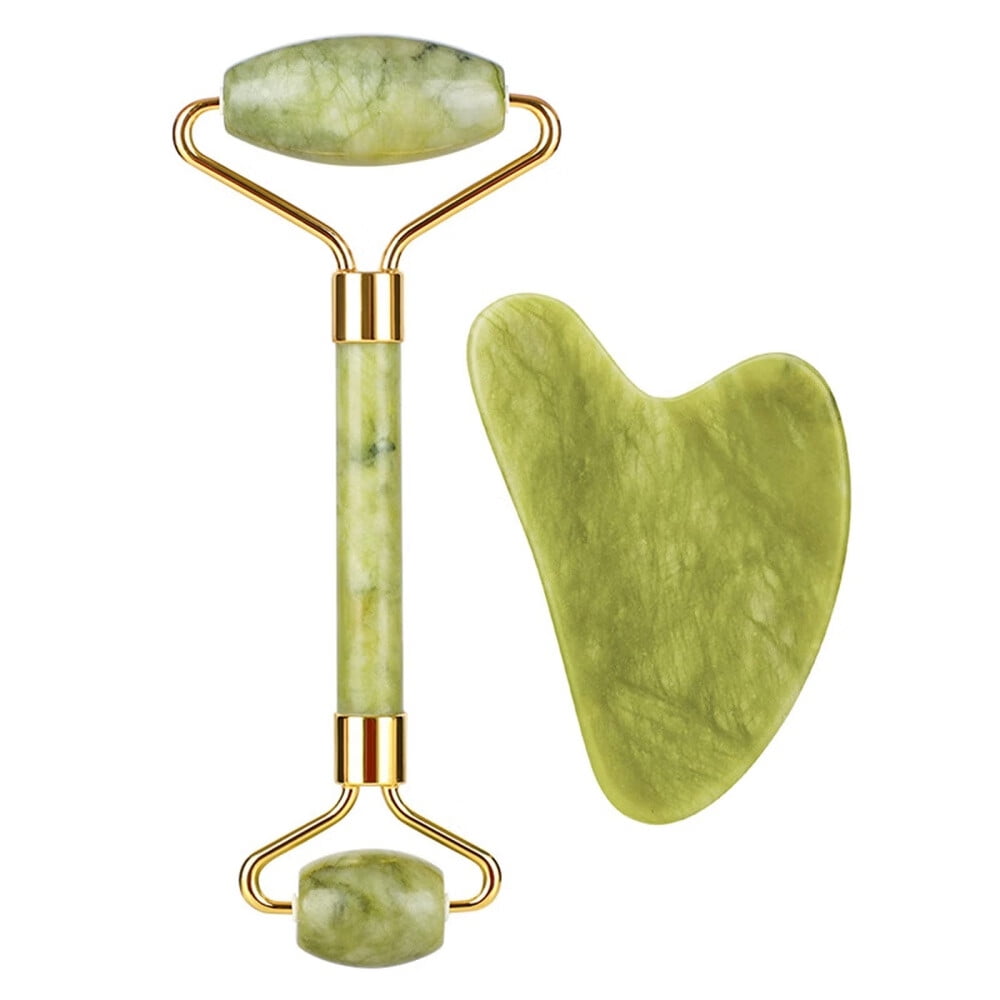 Natural Jade Roller Gua Sha Kit Face Massager Portable Facial Skin Care Tools