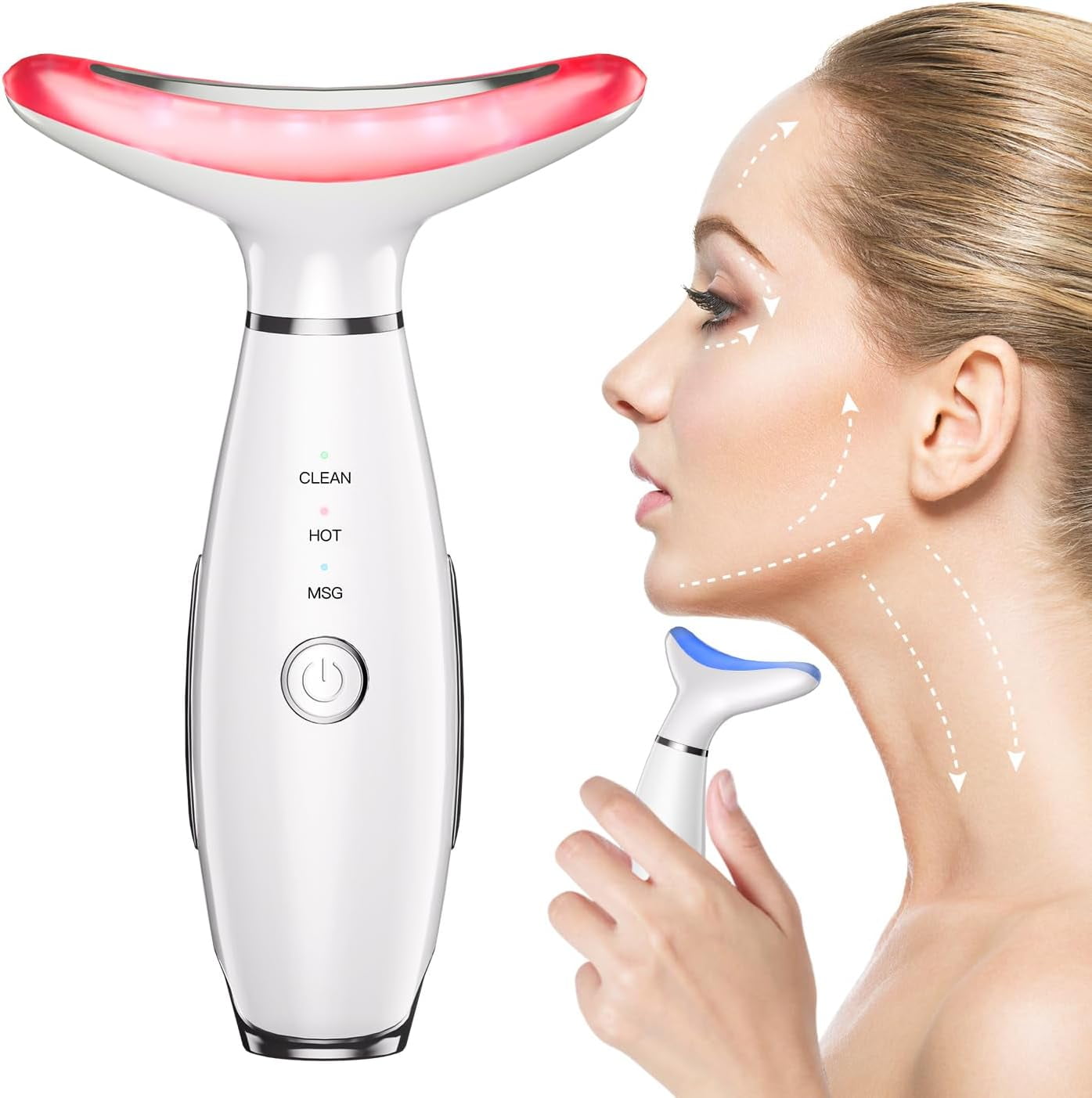 Neck Face Beauty Device, Skin Care Face Massage,3 in 1 Facial Massager, Face Sculpting Tool with Thermals, Vibration