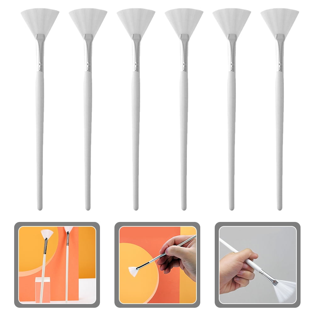 6Pcs Face Mask Brush Applicator White Fan Shaped for Even Facial Mask Application At Home