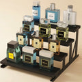 Norcho 9.8 Inch 4-Tier Wooden Cologne Organizer for Men, Perfume and Skincare Display Shelf, Black, 1-Pack