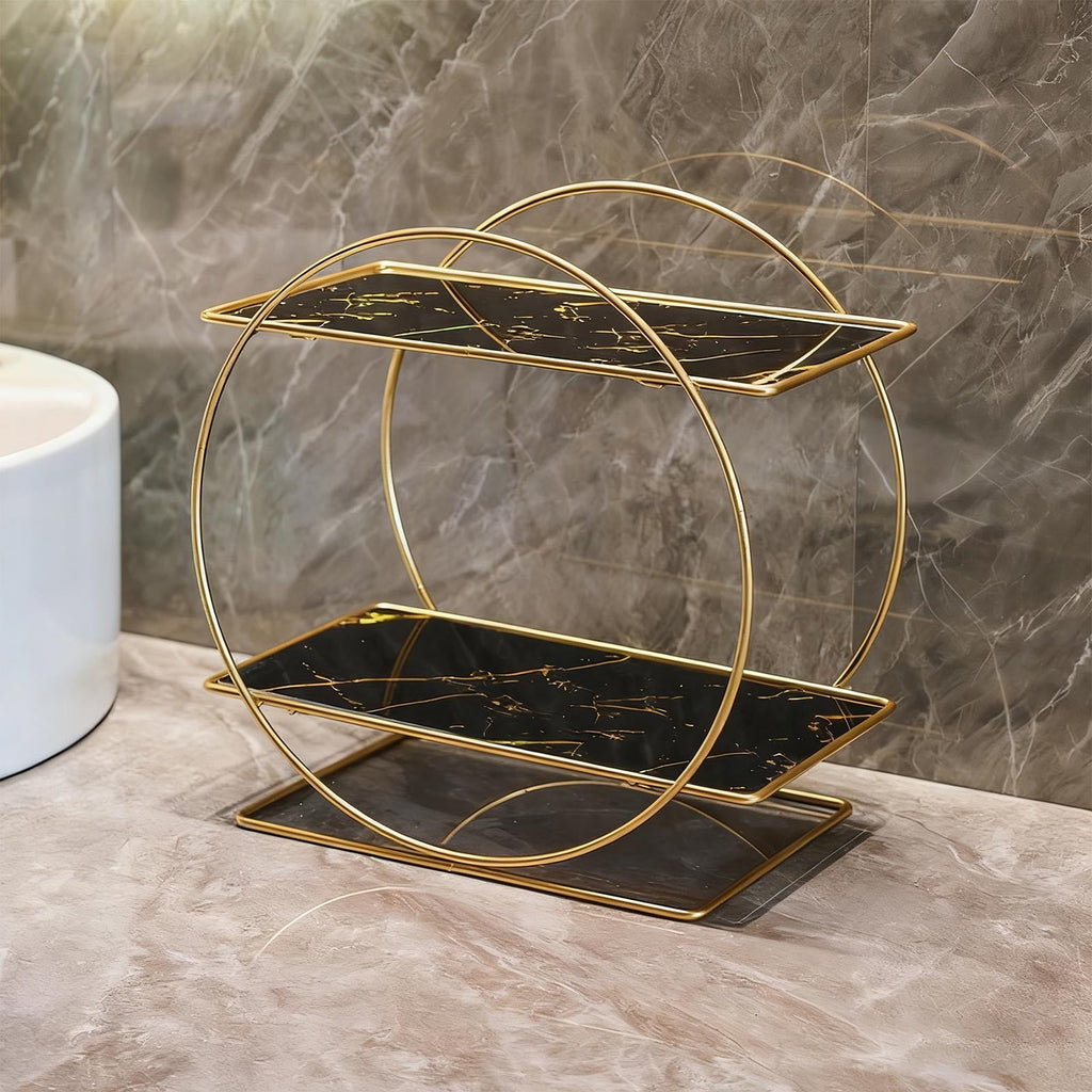 Perfume Organizer for Dresser, 2 Tier Bathroom Counter Organizers and Storage, Gold Makeup Organizer for Vanity, Bath...