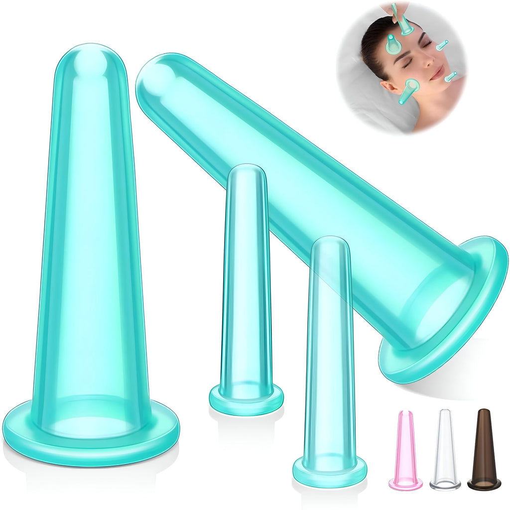 OITY 4 Pcs Face Cupping Set,Facial Cupping Set for Face And Eye Massage,Silicone Massage Vacuum Anti Aging Beauty Tool Facial Care