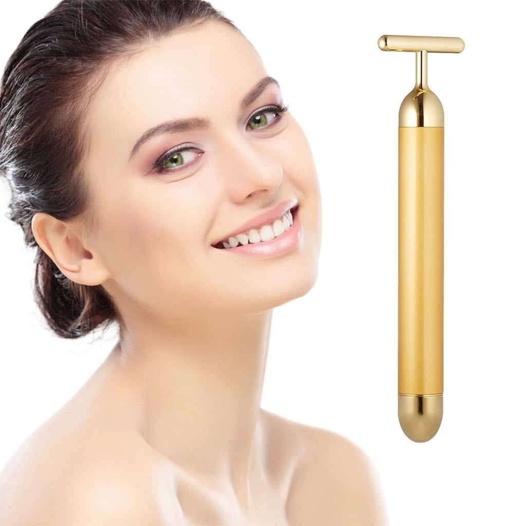 24K Golden Beauty Bar with Germanium 7-Type Facial Massager 3D Roller Face Massager Face Lift Anti-Wrinkles Skin Firm...