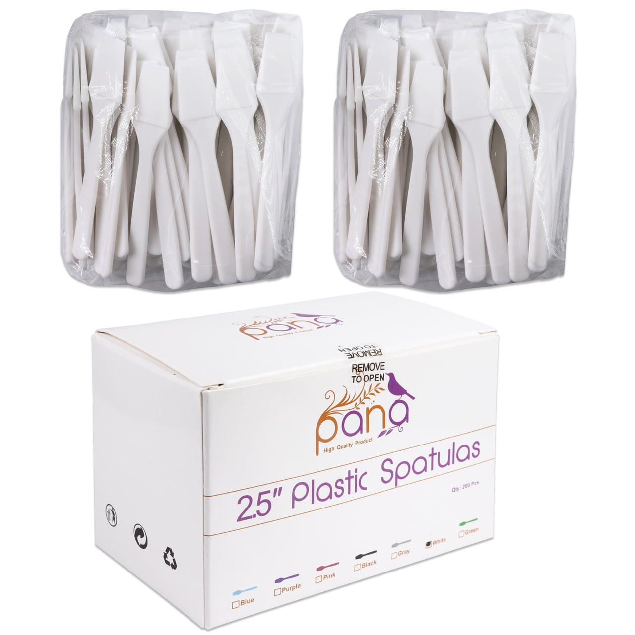 200 Cosmetic Disposable Plastic 2.5” Spatulas for Skin Care Facial Mask Spatula (White – 200 in a Box)
