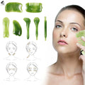 PULLIMORE 7 Pcs Gua Sha Natural Resin Quartz Shape Facial Full Body Massage Board Tools Set for Face Lifting Beauty Body SPA