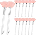 Pink Fan Facial Mask Brushes for Skin Care and Makeup, 14 Pack Professional Cosmetic Applicators for Mud and Clay Masks