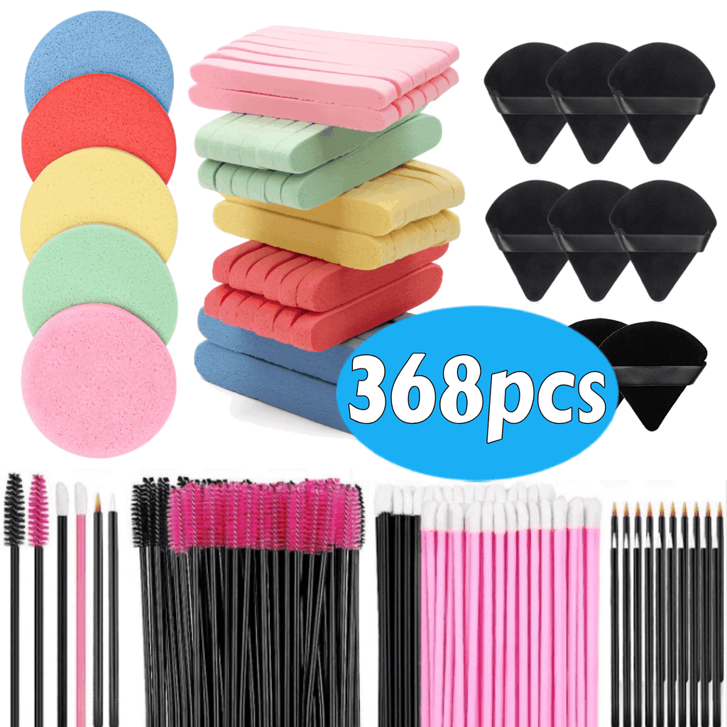 Pro Hygiene & Efficiency Makeup Kit: 120 Compressed Sponges & 248 Disposable Applicators for Flawless Face & Body App...
