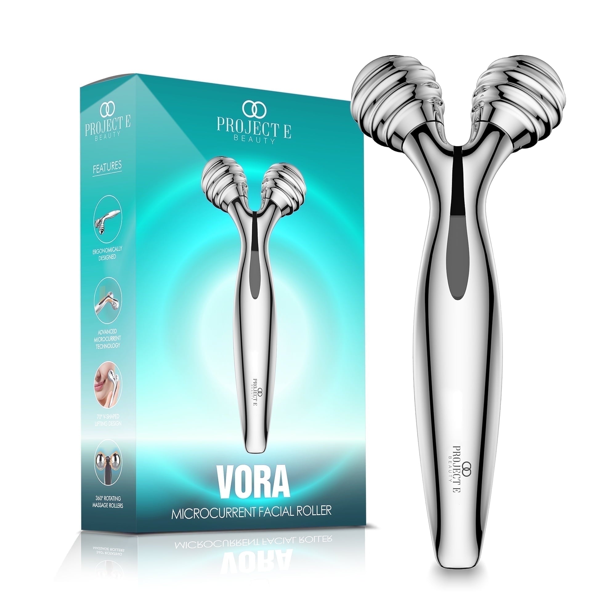VORA Microcurrent Facial Roller, Gentle Face Massager for Instant Facelift, Skin Firming, and Anti-Aging Skin care