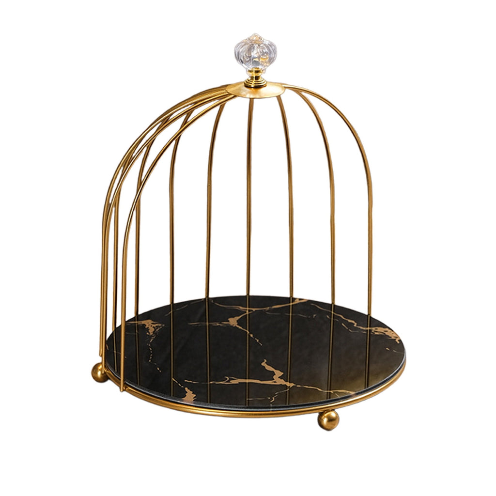 Iron Two Tier Bathroom Cosmetic Organizer for Desktop Lipstick Skincare Rack Cage Inspired Structure with Stones Patt...