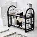 Qiweii Desktop Rack Cosmetic Stationery Storage Holder,2-Tier Multifunctional Plastic Shelf Makeup Organizer for Skincare Office Kitchen Bed